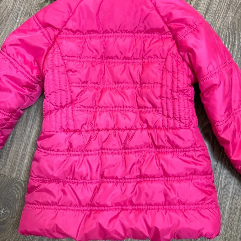 Tommy Hilfiger Pink Puffer Coat Jacket with Fur Hood Girls  5/6 Y
